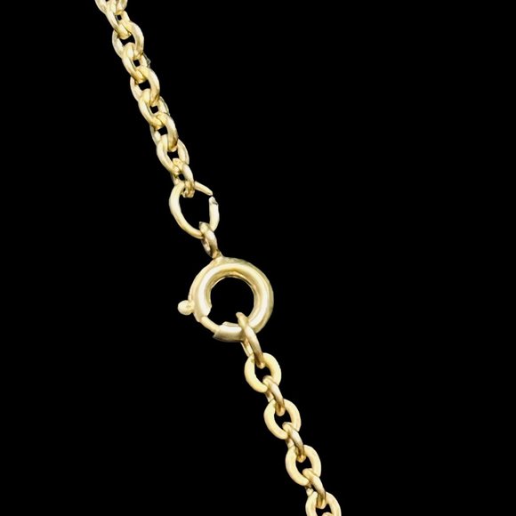 Emmons Gold Tone Cable Chain Necklace With Brown Cabochon Pendant (4598) - Picture 7 of 7